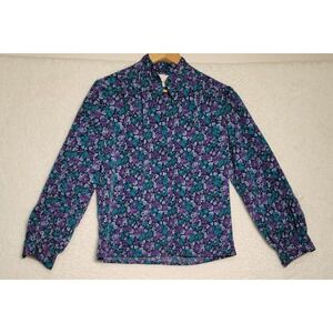 Country Sophisticates Petite by Pendleton Blouse Sz 10 Button Up Floral 0256